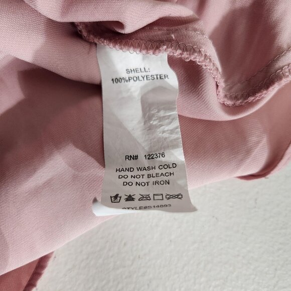 Mustard Seed Blouse Womens Small Pink Surplice wrap  V Neck Short Sleeve FLAWS - Picture 8 of 12